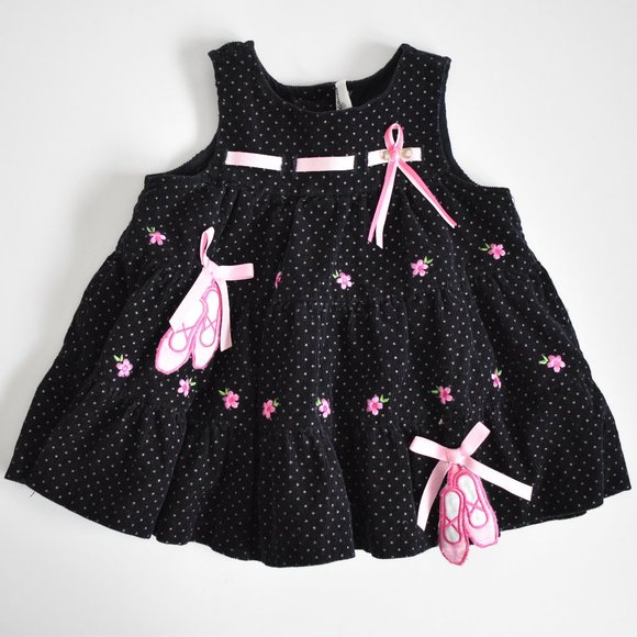 Rare Editions Corduroy Floral Polka Dot Ballet Jumper Dress 6 Months - Picture 11 of 11